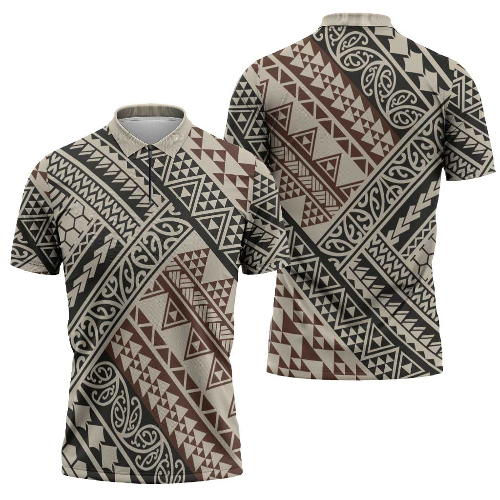 Niho Taniwha Kowhaiwhai Zipper Polo Shirt LT9 - Polynesian Pride
