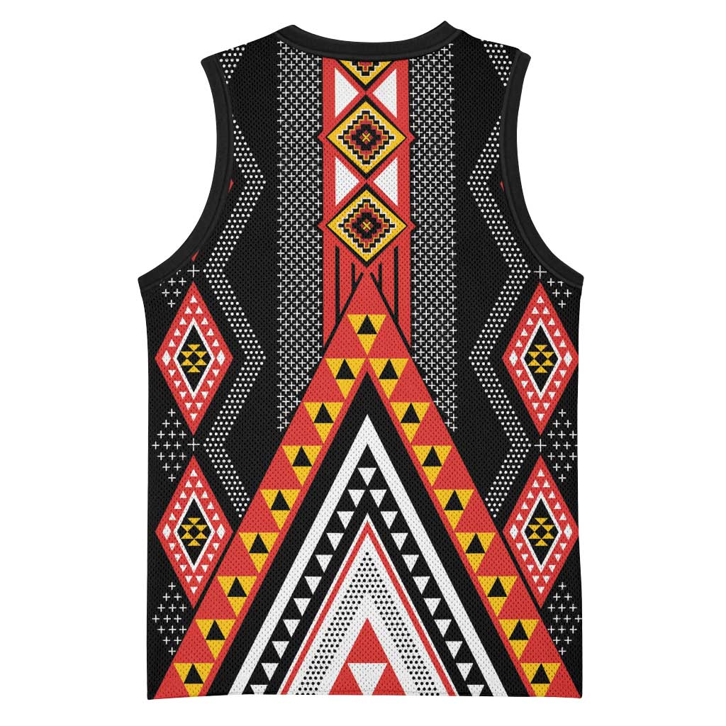 Niho Taniwha Taniko Motif Basketball Jersey - Polynesian Pride