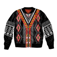 Niho Taniwha Taniko Motif Bomber Jacket