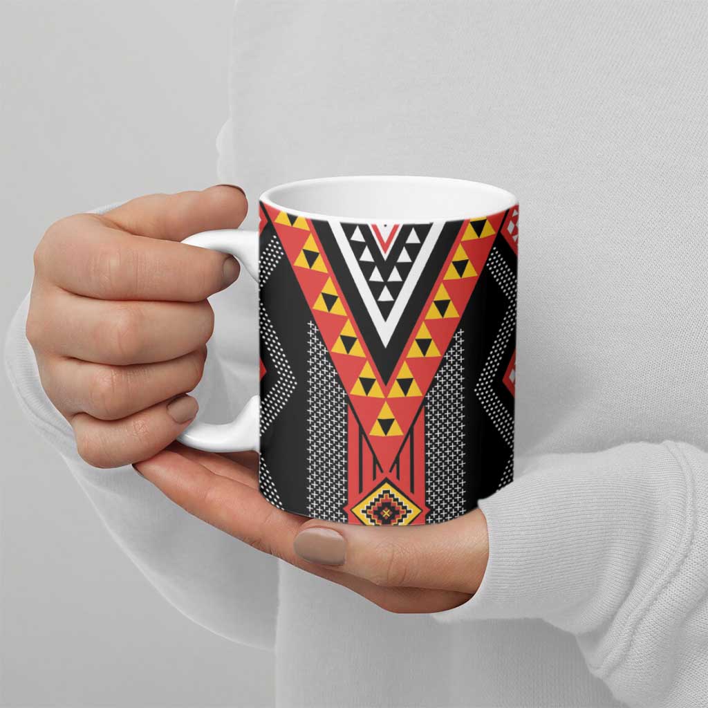 Niho Taniwha Taniko Motif Ceramic Mug - Polynesian Pride