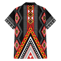 Niho Taniwha Taniko Motif Family Matching Off The Shoulder Long Sleeve Dress and Hawaiian Shirt