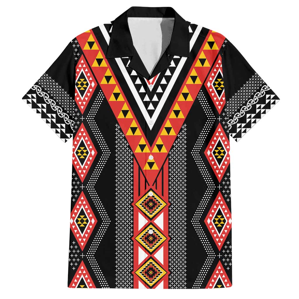Niho Taniwha Taniko Motif Family Matching Puletasi and Hawaiian Shirt