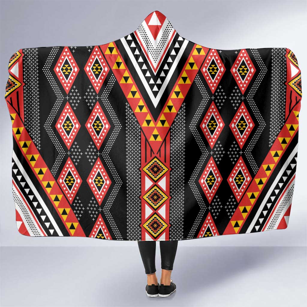 Niho Taniwha Taniko Motif Hooded Blanket LT9 One Size Red - Polynesian Pride
