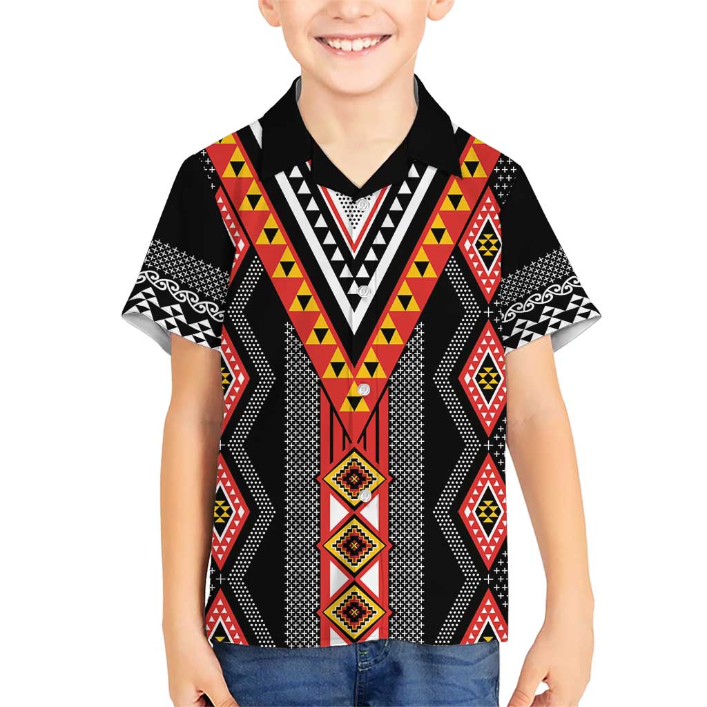 Niho Taniwha Taniko Motif Kid Hawaiian Shirt