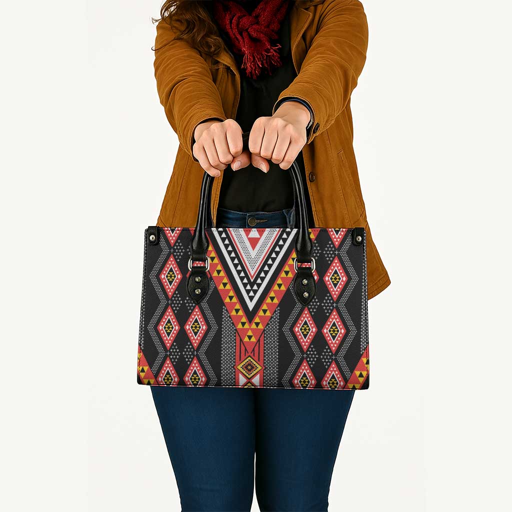 Niho Taniwha Taniko Motif Leather Bag - Polynesian Pride