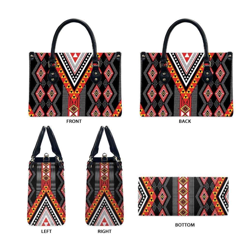 Niho Taniwha Taniko Motif Leather Bag - Polynesian Pride