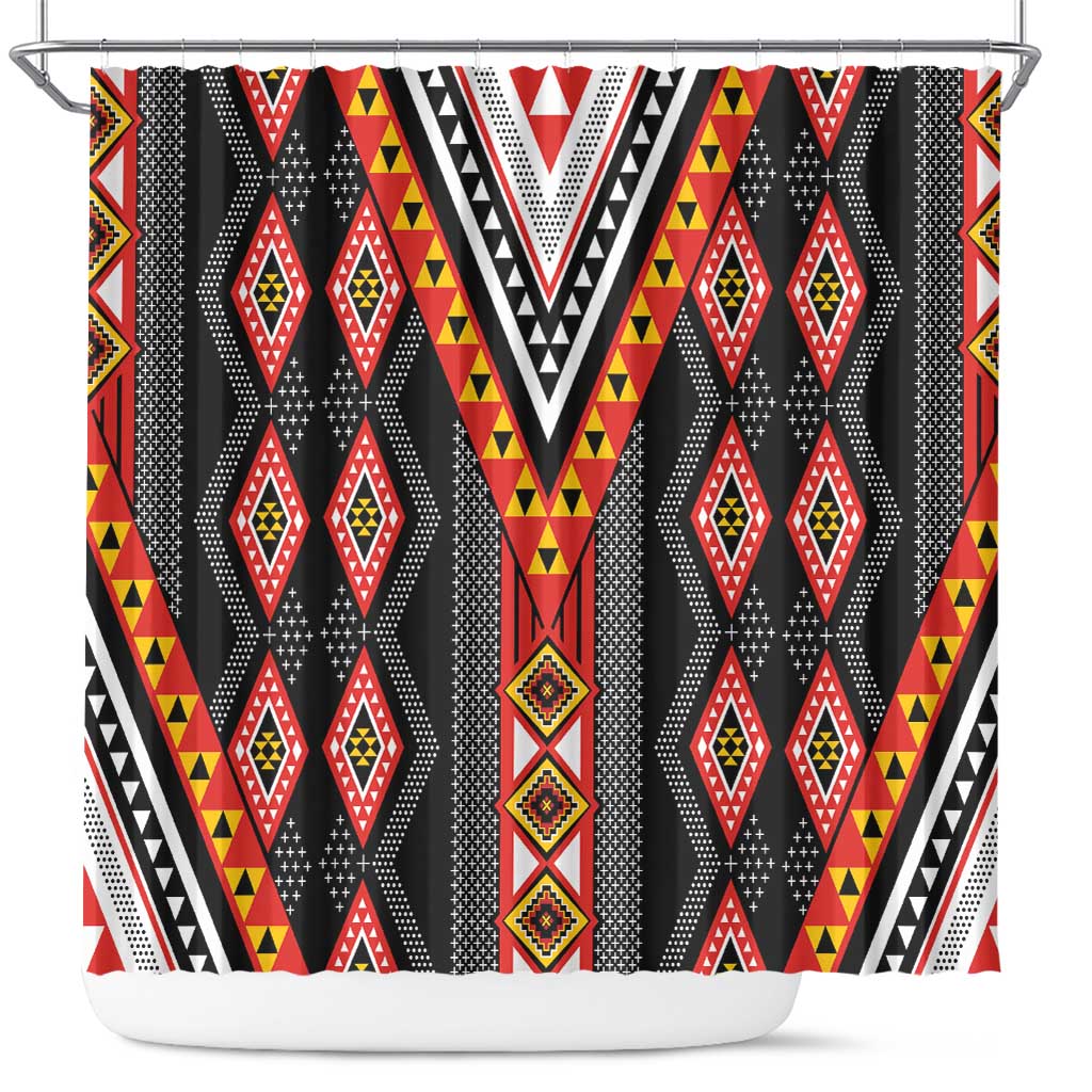 Niho Taniwha Taniko Motif Shower Curtain
