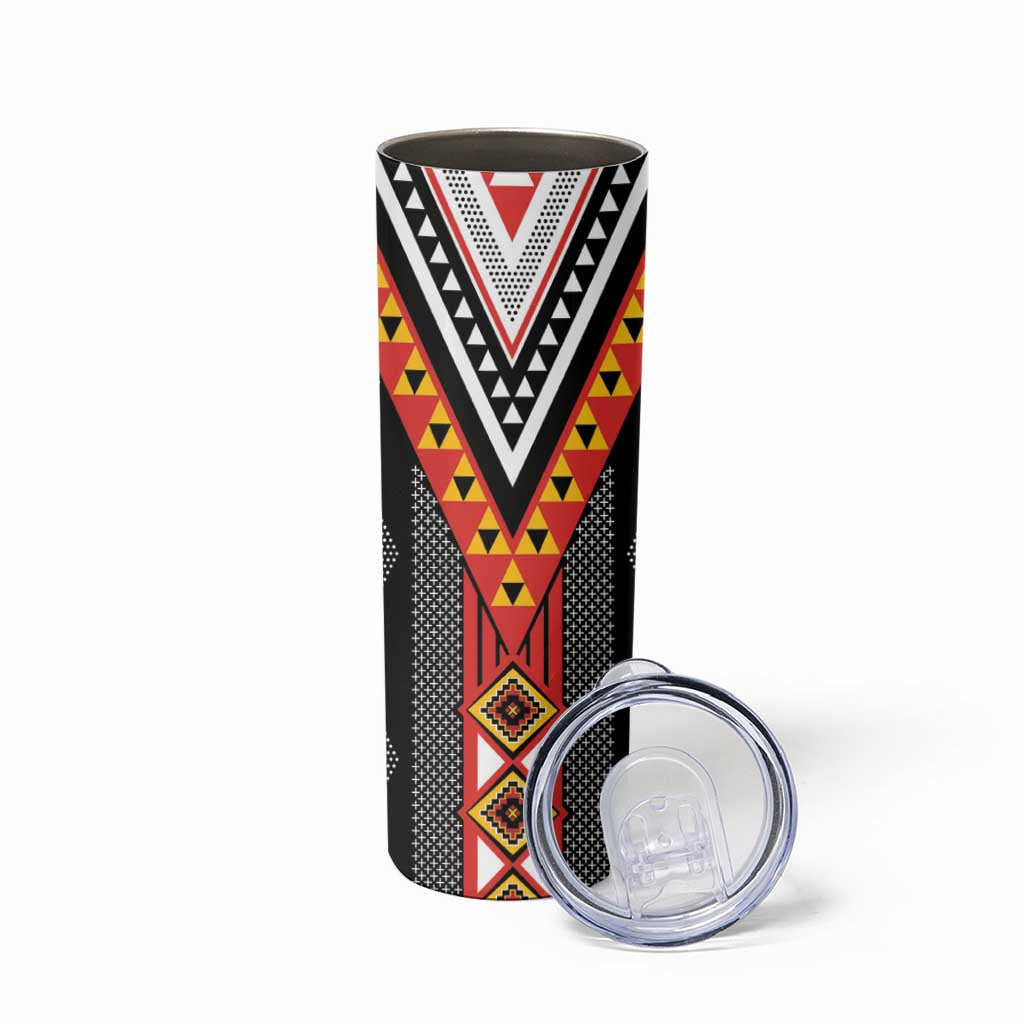 Niho Taniwha Taniko Motif Skinny Tumbler