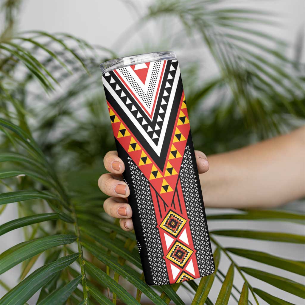 Niho Taniwha Taniko Motif Skinny Tumbler