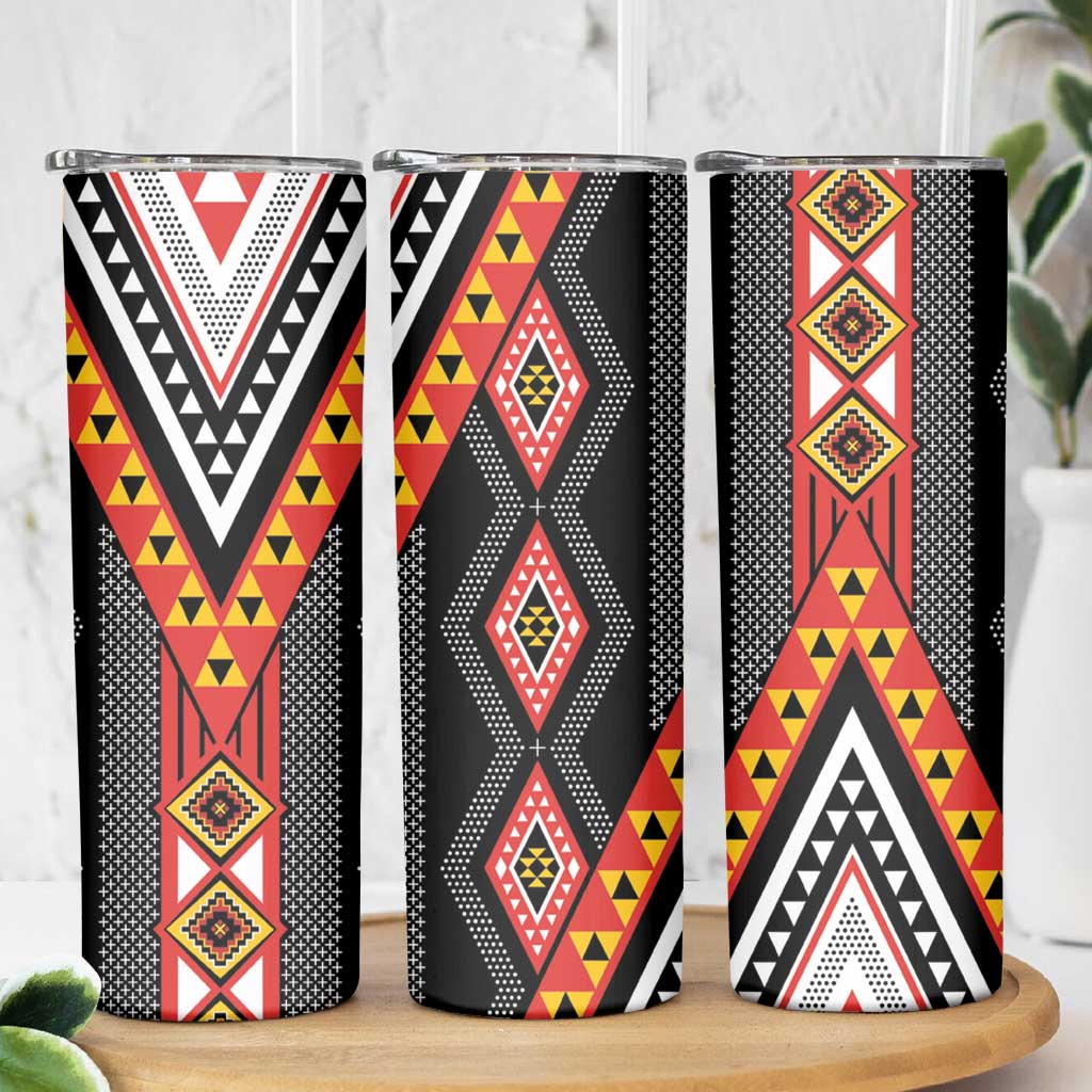 Niho Taniwha Taniko Motif Skinny Tumbler
