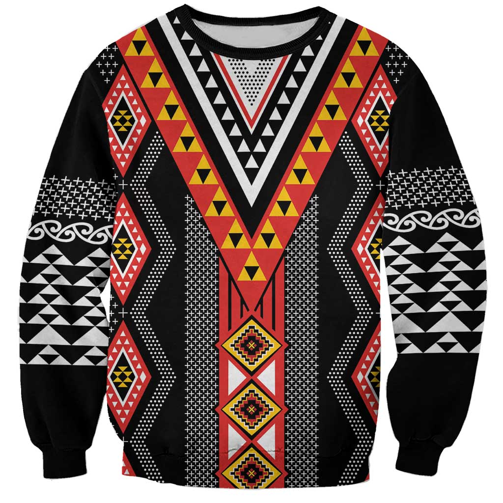 Niho Taniwha Taniko Motif Sweatshirt LT9 Unisex Red - Polynesian Pride