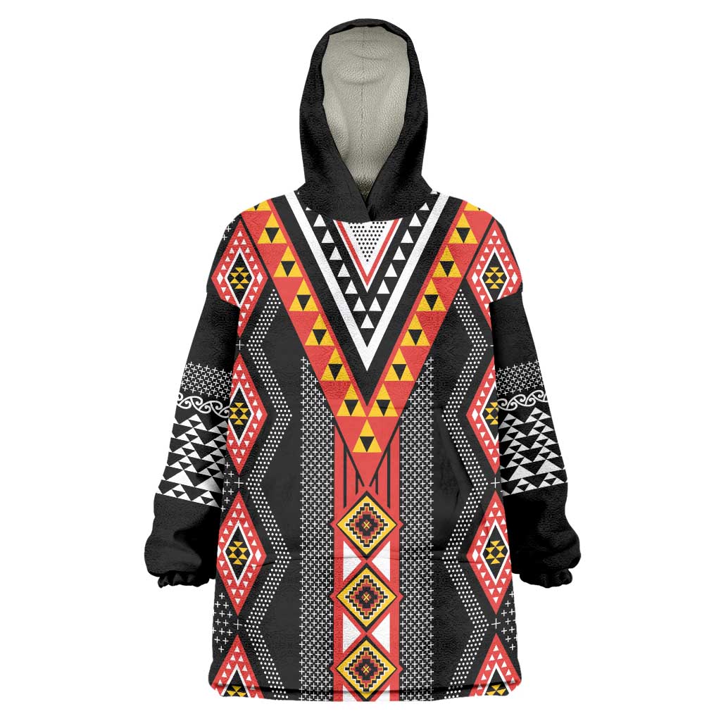 Niho Taniwha Taniko Motif Wearable Blanket Hoodie