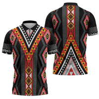 Niho Taniwha Taniko Motif Zipper Polo Shirt LT9 - Polynesian Pride
