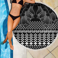 Black Taniko Kowhaiwhai Tukutuku Motif Beach Blanket