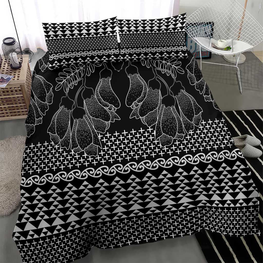 Black Taniko Kowhaiwhai Tukutuku Motif Bedding Set