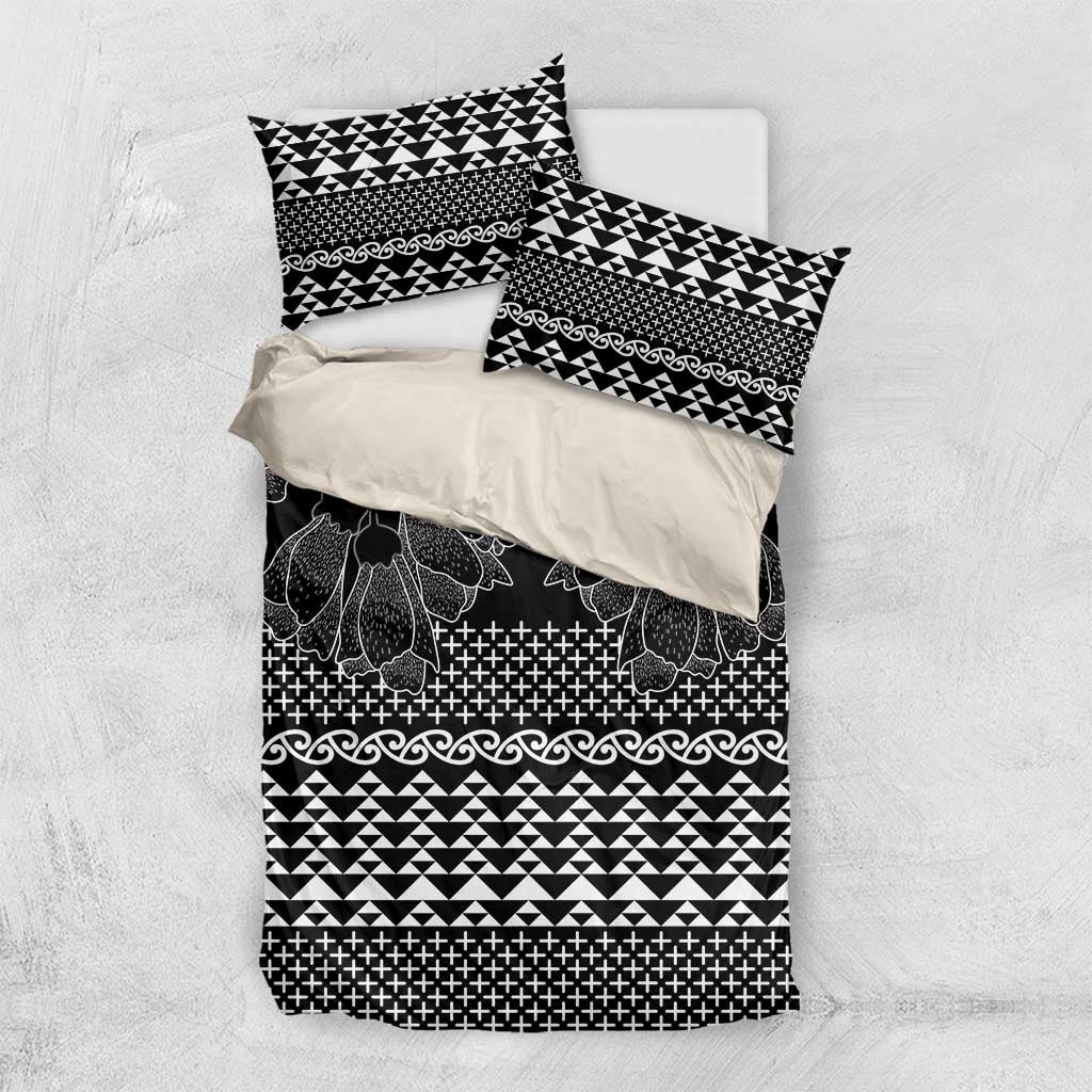 Black Taniko Kowhaiwhai Tukutuku Motif Bedding Set