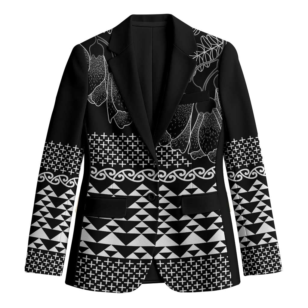 Black Taniko Kowhaiwhai Tukutuku Motif Blazer - Polynesian Pride