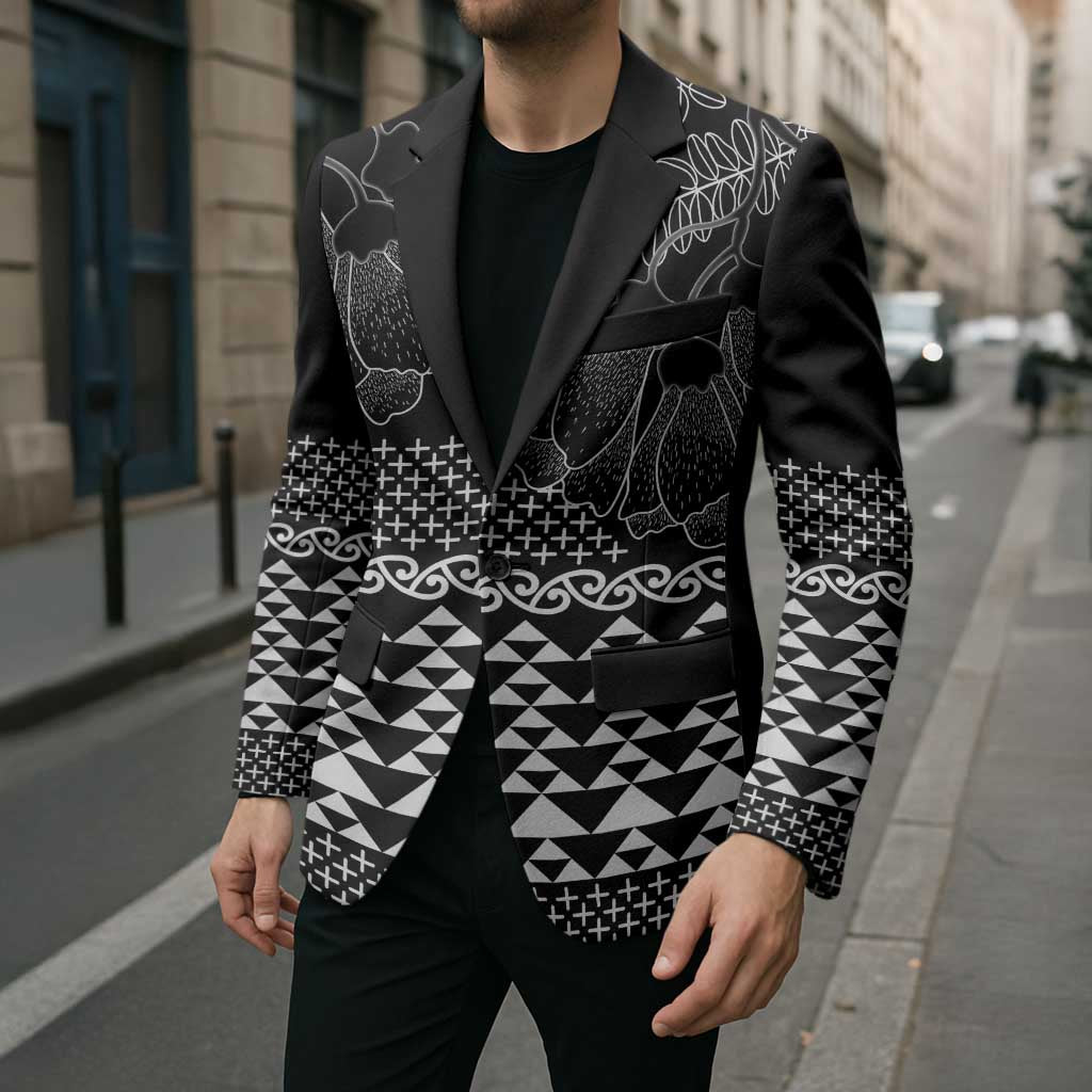 Black Taniko Kowhaiwhai Tukutuku Motif Blazer - Polynesian Pride