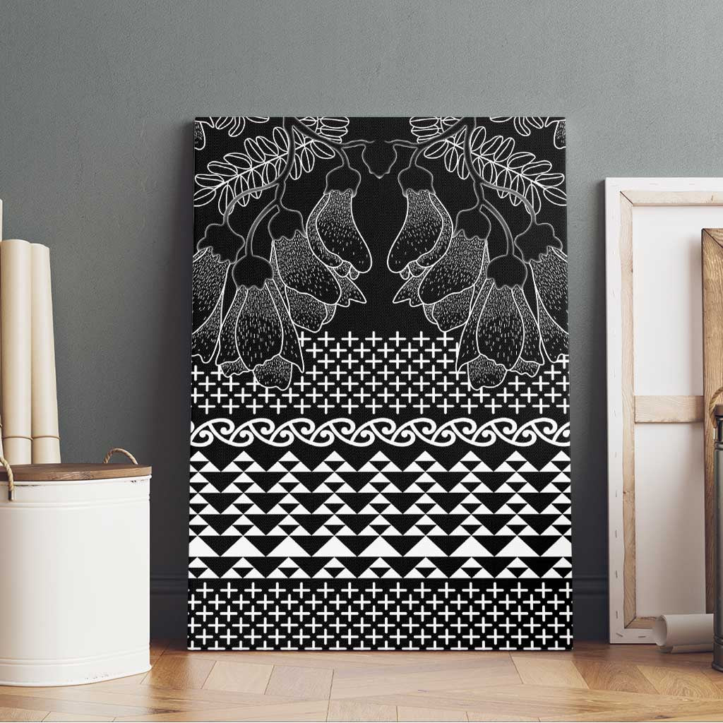 Black Taniko Kowhaiwhai Tukutuku Motif Canvas Wall Art