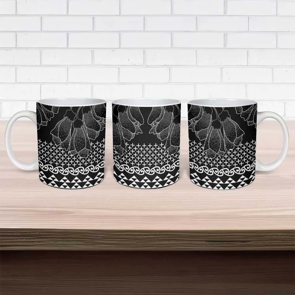 Black Taniko Kowhaiwhai Tukutuku Motif Ceramic Mug - Polynesian Pride