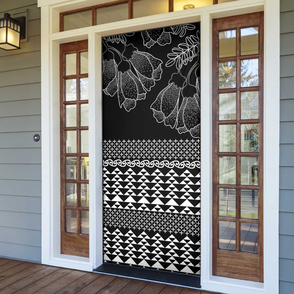 Black Taniko Kowhaiwhai Tukutuku Motif Door Cover - Polynesian Pride