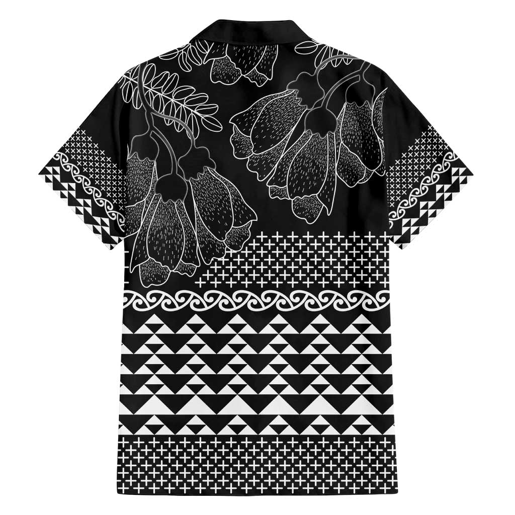 Black Taniko Kowhaiwhai Tukutuku Motif Family Matching Long Sleeve Bodycon Dress and Hawaiian Shirt