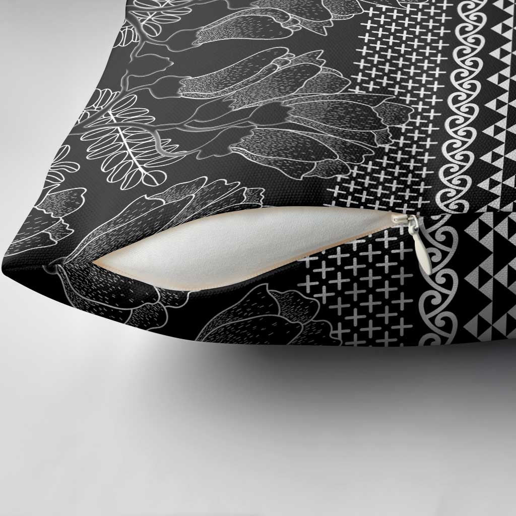Black Taniko Kowhaiwhai Tukutuku Motif Pillow Cover - Polynesian Pride