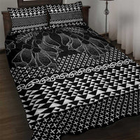 Black Taniko Kowhaiwhai Tukutuku Motif Quilt Bed Set