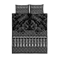 Black Taniko Kowhaiwhai Tukutuku Motif Quilt Bed Set