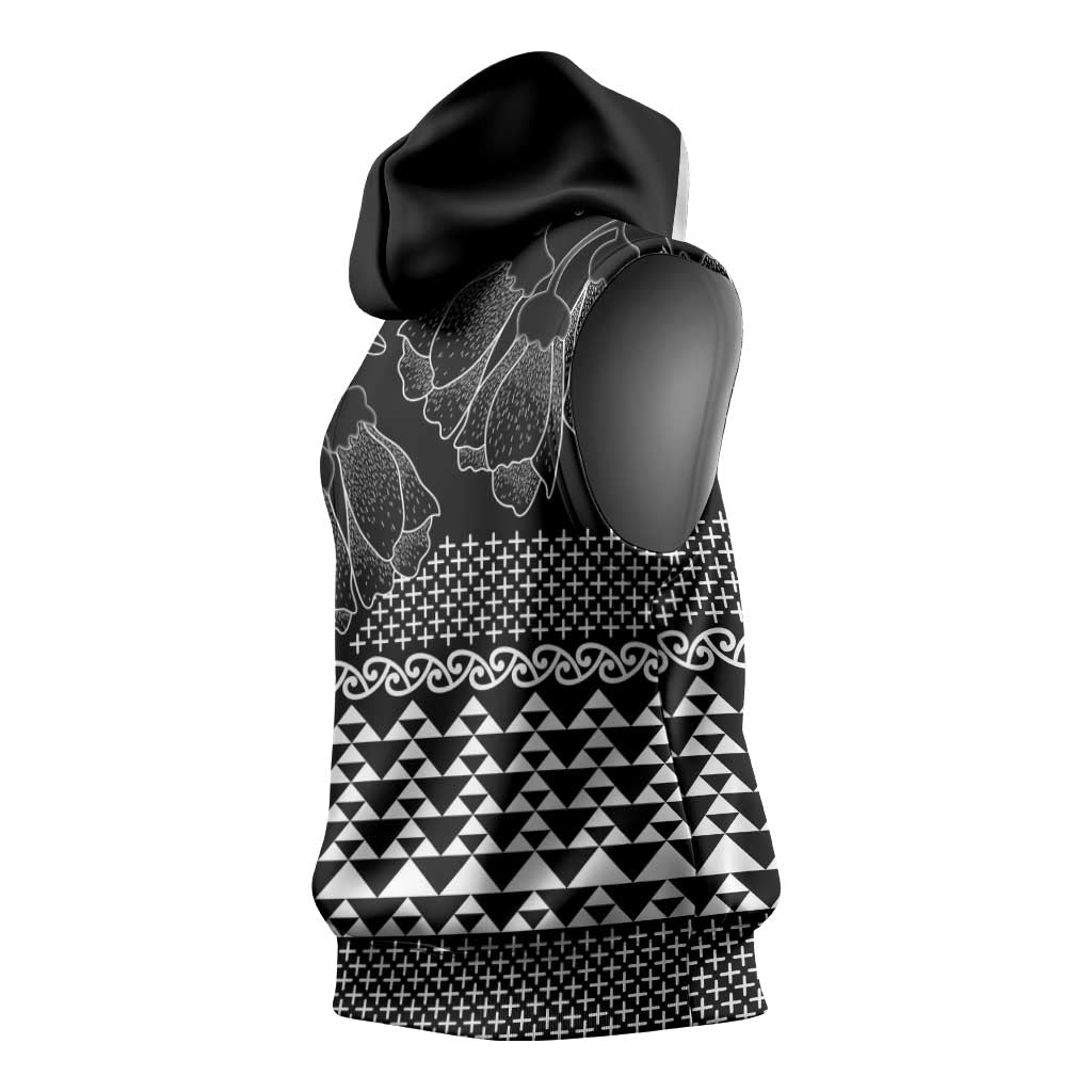 Black Taniko Kowhaiwhai Tukutuku Motif Sleeveless Hoodie LT9 - Polynesian Pride