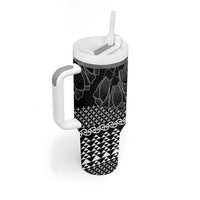 Black Taniko Kowhaiwhai Tukutuku Motif Tumbler With Handle