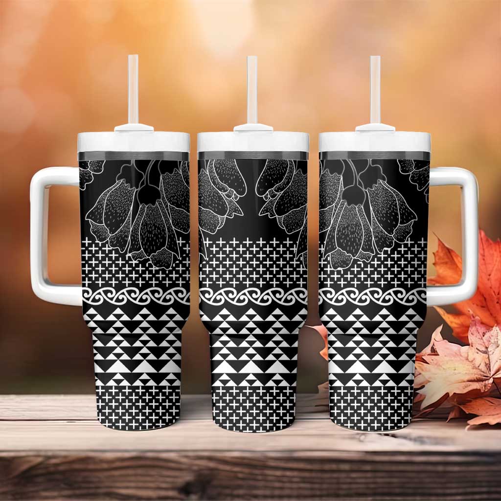 Black Taniko Kowhaiwhai Tukutuku Motif Tumbler With Handle