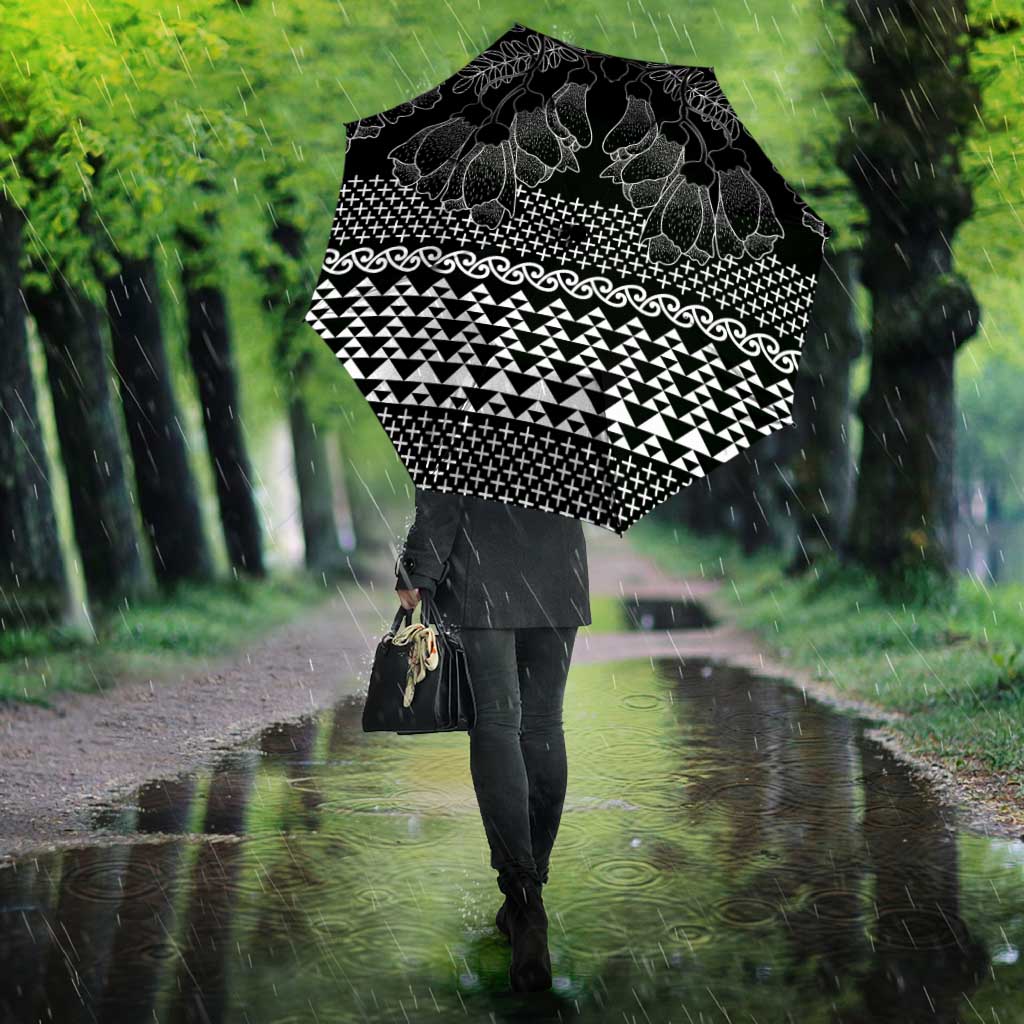 Black Taniko Kowhaiwhai Tukutuku Motif Umbrella - Polynesian Pride