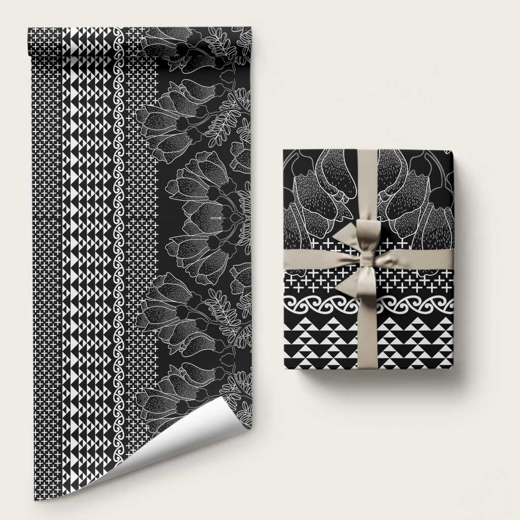 Black Taniko Kowhaiwhai Tukutuku Motif Wrapping Paper - Polynesian Pride