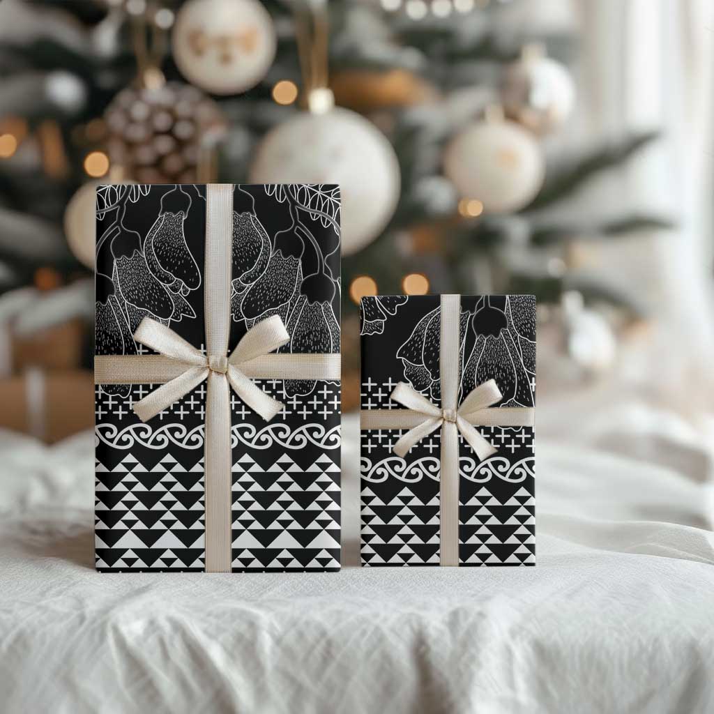 Black Taniko Kowhaiwhai Tukutuku Motif Wrapping Paper - Polynesian Pride