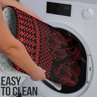 Red Taniko Kowhaiwhai Tukutuku Motif Bathroom Set - Polynesian Pride