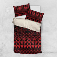 Red Taniko Kowhaiwhai Tukutuku Motif Bedding Set