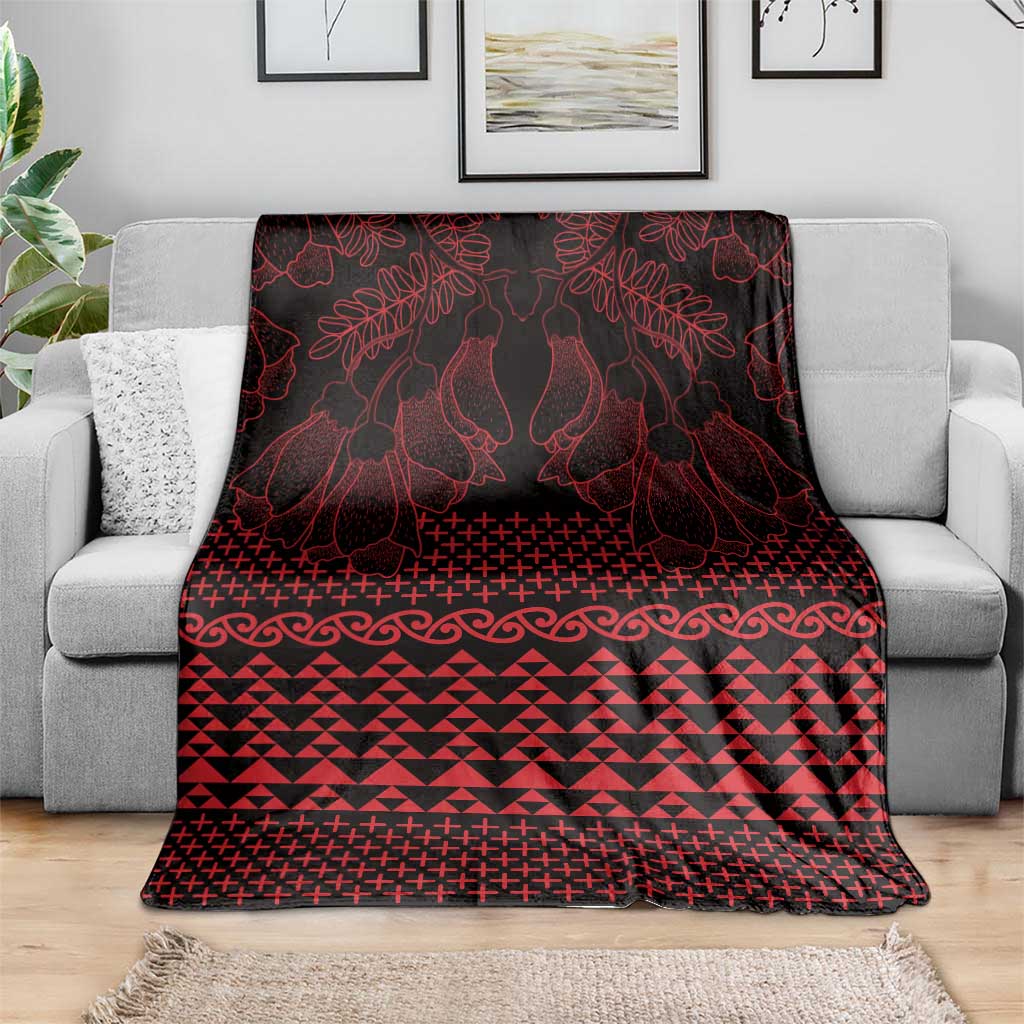 Red Taniko Kowhaiwhai Tukutuku Motif Blanket