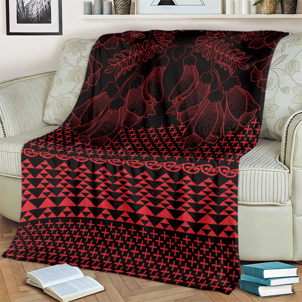 Red Taniko Kowhaiwhai Tukutuku Motif Blanket