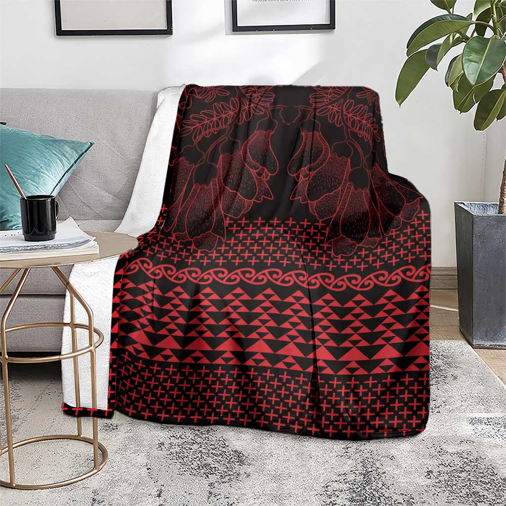 Red Taniko Kowhaiwhai Tukutuku Motif Blanket