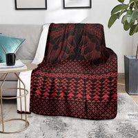 Red Taniko Kowhaiwhai Tukutuku Motif Blanket