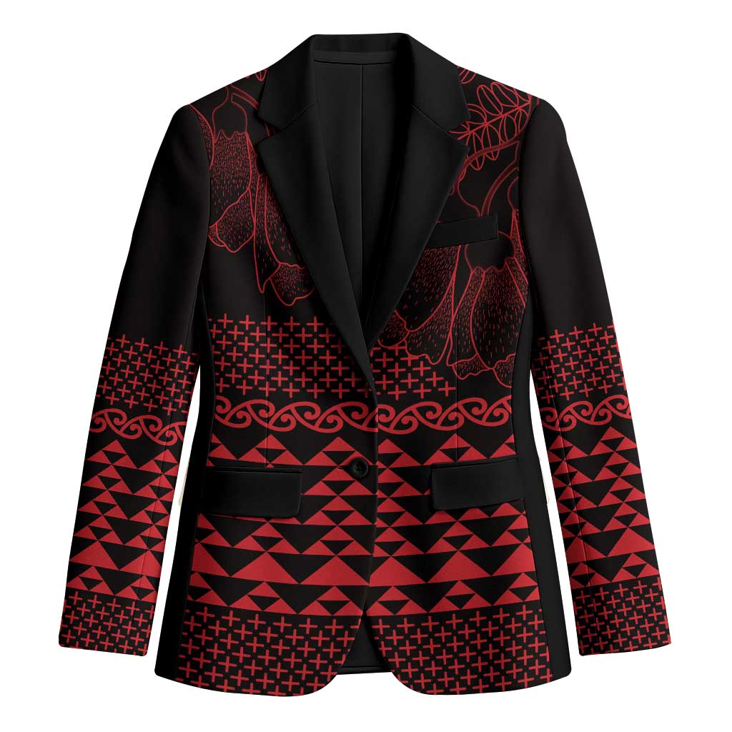 Red Taniko Kowhaiwhai Tukutuku Motif Blazer - Polynesian Pride