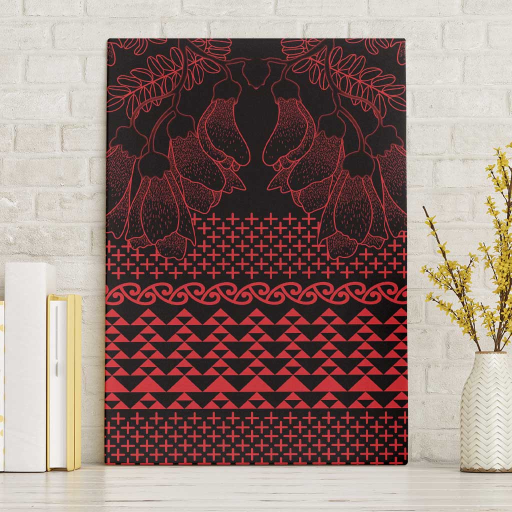 Red Taniko Kowhaiwhai Tukutuku Motif Canvas Wall Art
