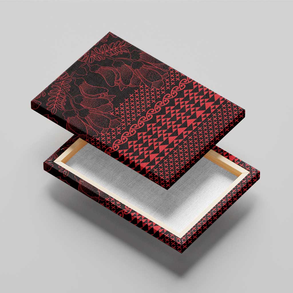 Red Taniko Kowhaiwhai Tukutuku Motif Canvas Wall Art