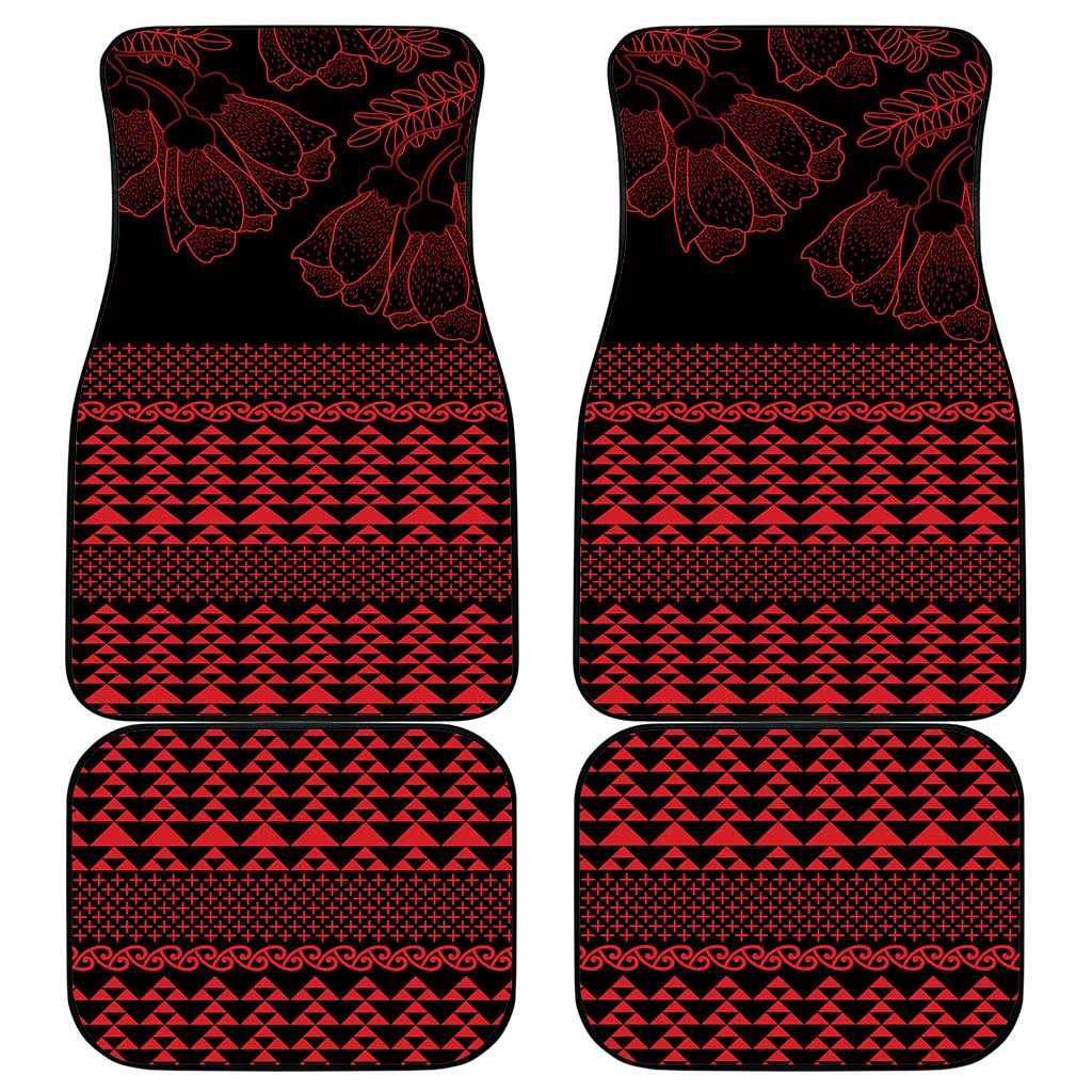Red Taniko Kowhaiwhai Tukutuku Motif Car Mats