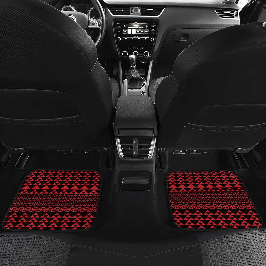 Red Taniko Kowhaiwhai Tukutuku Motif Car Mats