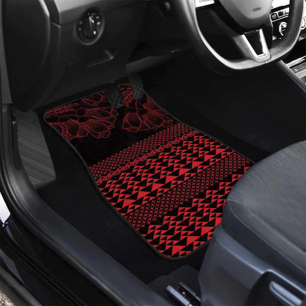 Red Taniko Kowhaiwhai Tukutuku Motif Car Mats
