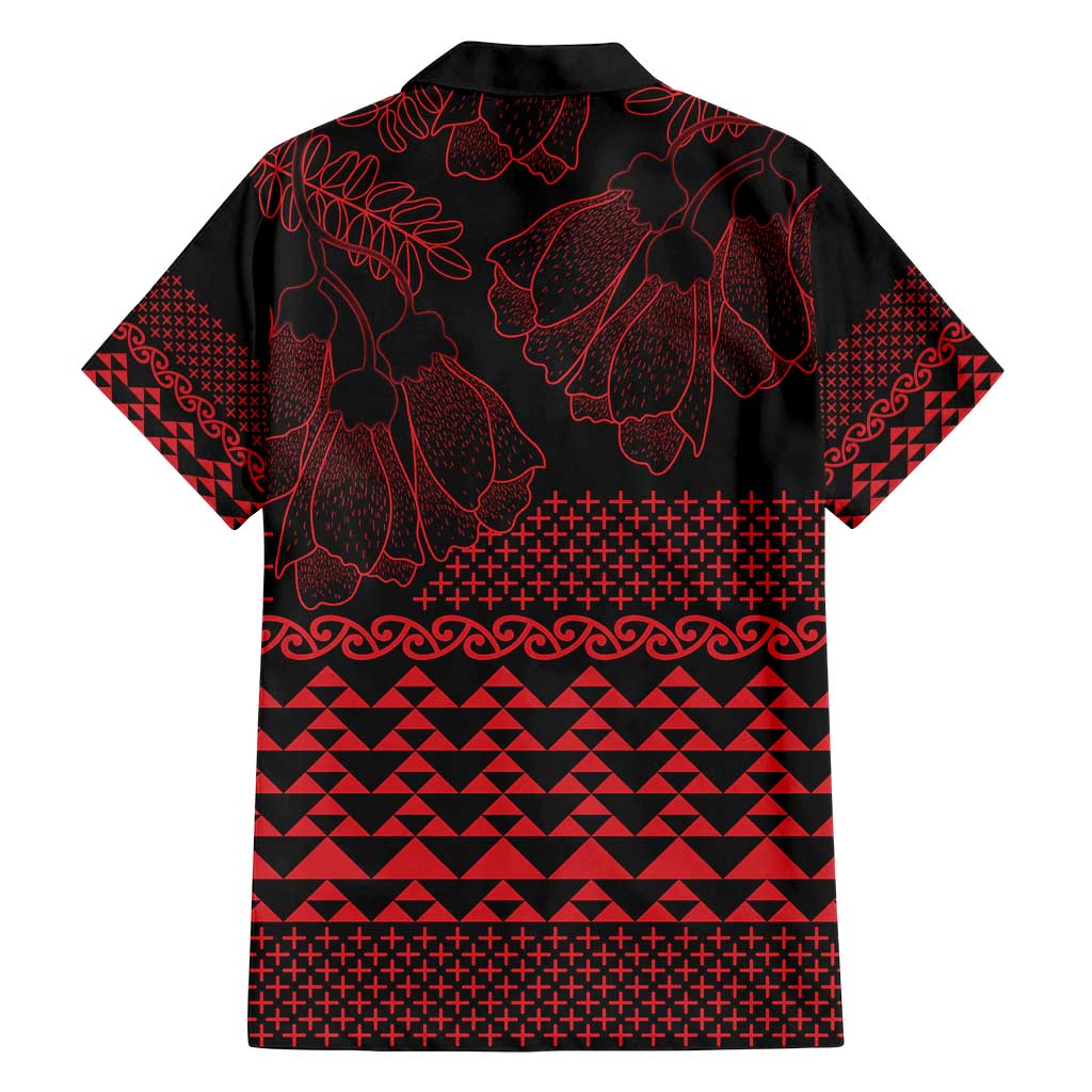 Red Taniko Kowhaiwhai Tukutuku Motif Family Matching Tank Maxi Dress and Hawaiian Shirt