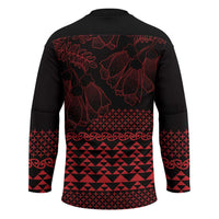 Red Taniko Kowhaiwhai Tukutuku Motif Hockey Jersey - Polynesian Pride