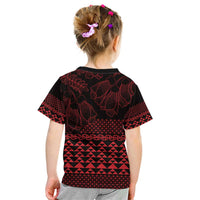 Red Taniko Kowhaiwhai Tukutuku Motif Kid T Shirt LT9 - Polynesian Pride